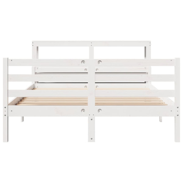 Estrutura de cama com cabeça de madeira maciça pinheiro 160x200 cm M 4