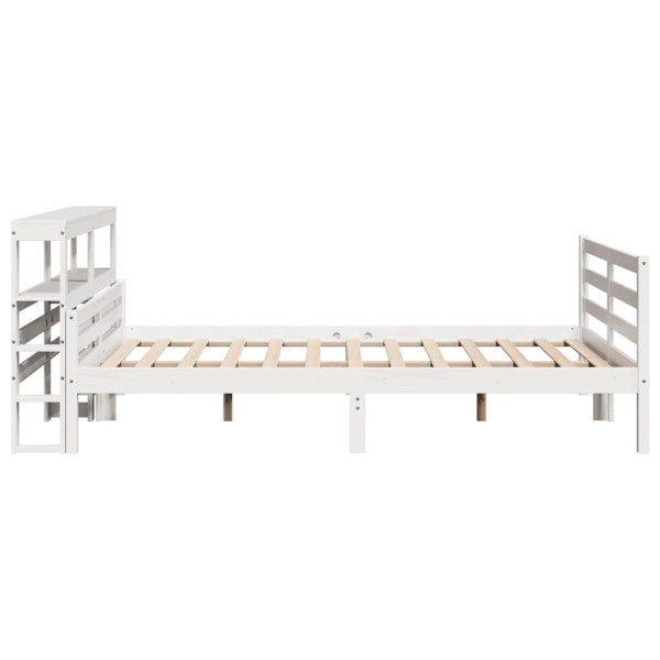 Estrutura de cama com cabeça de madeira maciça pinheiro 160x200 cm M 5