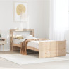 Estrutura de cama com folheado madeira maciça de pinheiro 90x200 cm 1