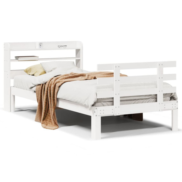 Estructura de cama con cabecero sin colchón blanco 90x200 cm M 2