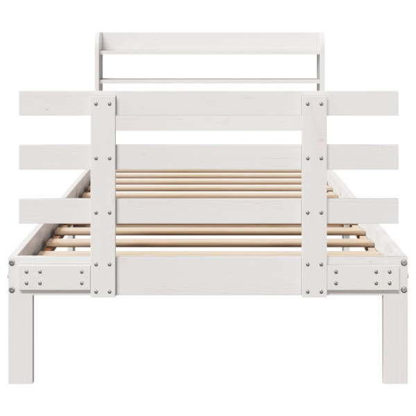 Estructura de cama con cabecero sin colchón blanco 90x200 cm M 4