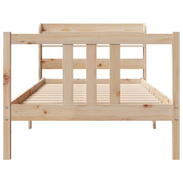 Estrutura de cama com folheado de madeira maciça de pinheiro 90x190 cm M 4