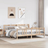 Estructura de cama con cabecero madera maciza de pino 200x200cm 1
