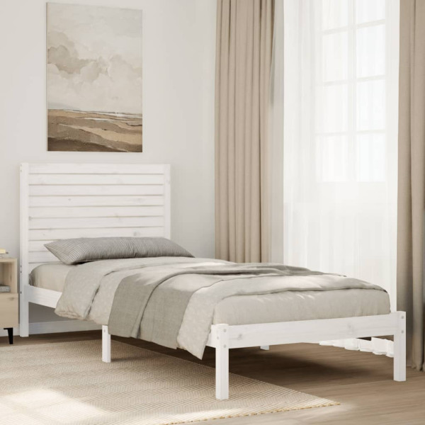 Cama extralarga sin colchón madera maciza blanca 90x220 cm D