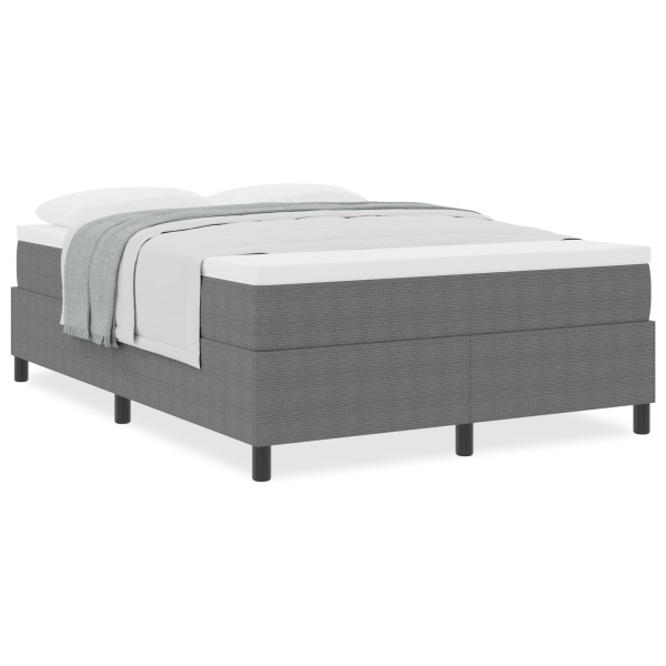 Cama con sommier y colchón de en gris claro. 140 x 200 cm. hecha de tela de pana. M 4