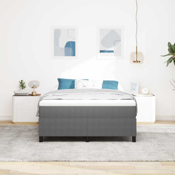 Cama Box com Colchão Cinza Claro. 140 x 200 cm. Veludo. M 5