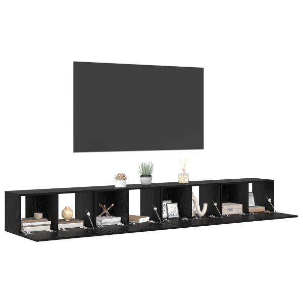 Conjunto de mueble de TV con almacenamiento con puerta 4 pcs Roble negro M 3