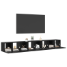 Conjunto de mueble de TV con almacenamiento con puerta 4 pcs Roble negro 3