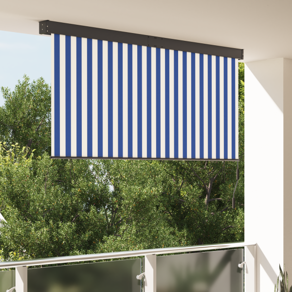 Cortina de Rodillo Exterior Azul y blanco 200 x 250 cm tela D
