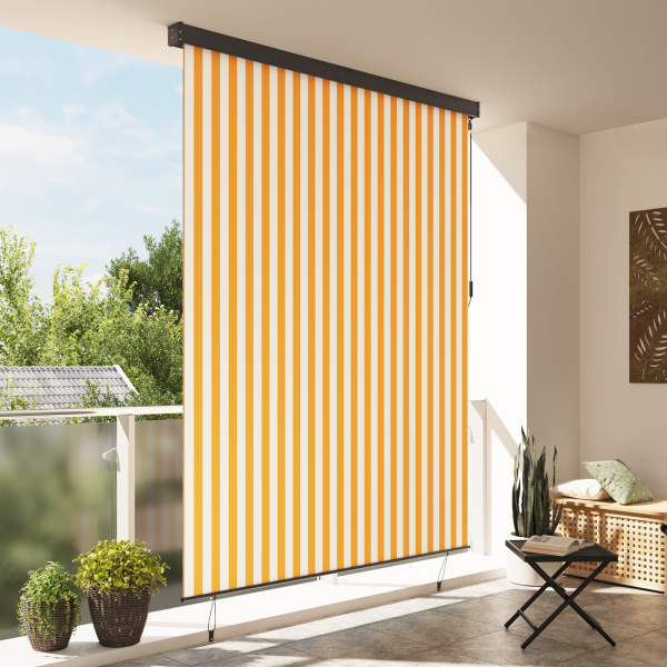 Cortina de Rodillo Exterior naranja y blanco 200 x 250 cm tela M 3