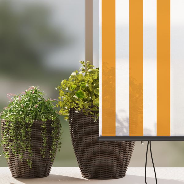 Cortina Rolô Exterior laranja e branco 220 x 250 cm tecido M 4