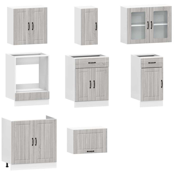 Mueble cocina Kalmar sonoma gris 8 pzas madera contrachapada M 4