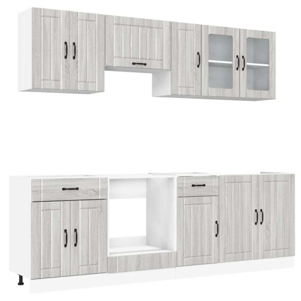 Mueble cocina Kalmar sonoma gris 8 pzas madera contrachapada M 5