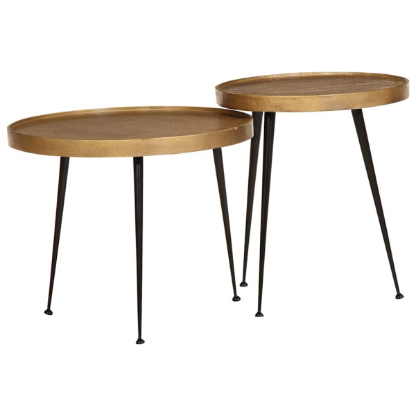 Mesa de centro 2 uds madera contrachapada dorada D