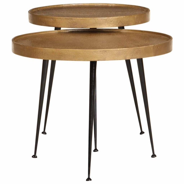 Mesa de centro 2 uds madera contrachapada dorada M 2