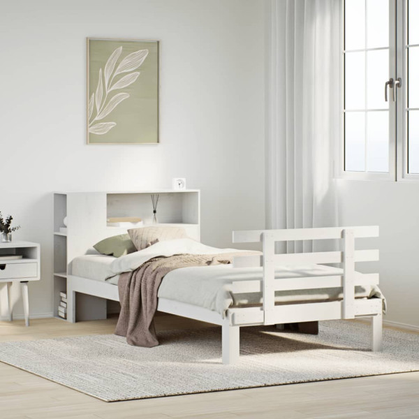 Cama con estantería sin colchón madera maciza de pino 90x190 cm D