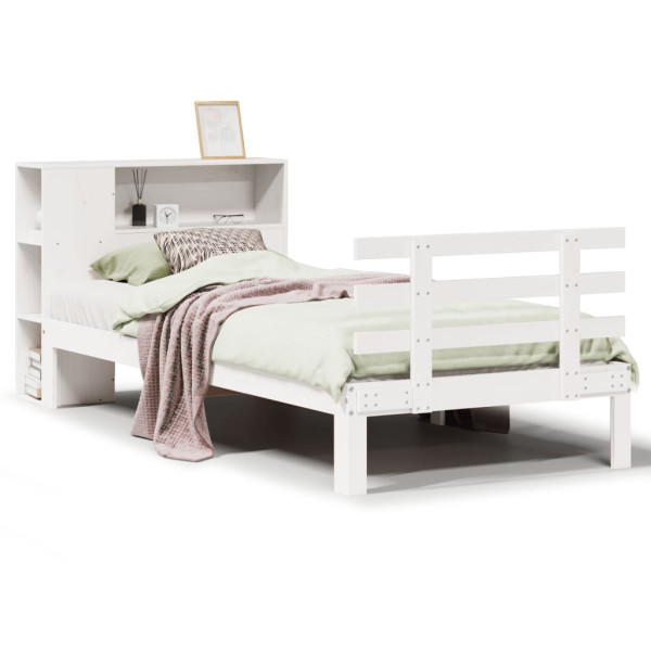 Cama con estantería sin colchón madera maciza de pino 90x190 cm M 2