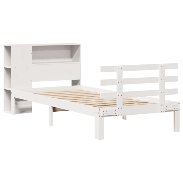 Cama com estante sem colchão 90x190 cm pinho maciço branco M 3