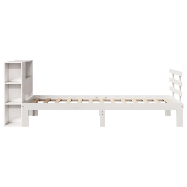 Cama con estantería sin colchón madera maciza de pino 90x190 cm M 5