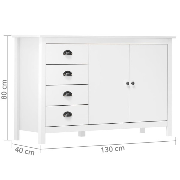Mesita de noche Hill madera maciza de pino blanco 130x40x80 cm M 4
