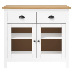 Mesita de noche Hill madera maciza de pino blanco 90x40x80 cm H