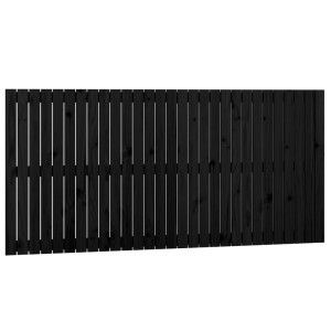 Cabecero de cama de pared madera maciza pino negro 185x3x90 cm H