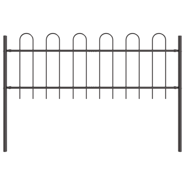 Valla de Jardín con Parte Superior en Arco Gris 15.3x0.6 m de Acero M 4