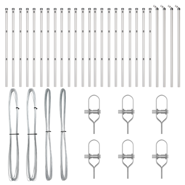 Postes de Cerca  26 pcs Ø32 mm 80 cm Aço Galvanizado M 3
