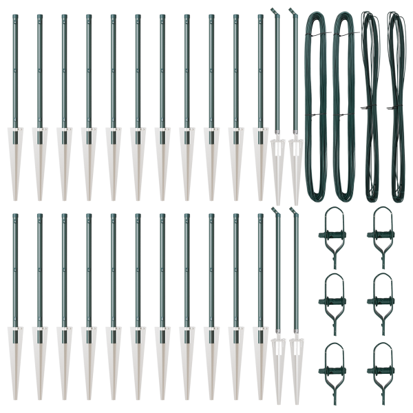 Postes de Cerca  con Punta 26 pcs Ø32 mm 120 cm Acero Galvanizado M 3