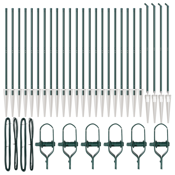 Postes de Cerca  con Punta 26 pcs Ø32 mm 160 cm de Acero Galvanizado M 3