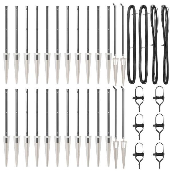 Postes de Cerca  com Ponta 26 pcs Ø32 mm 80 cm Aço Galvanizado M 3