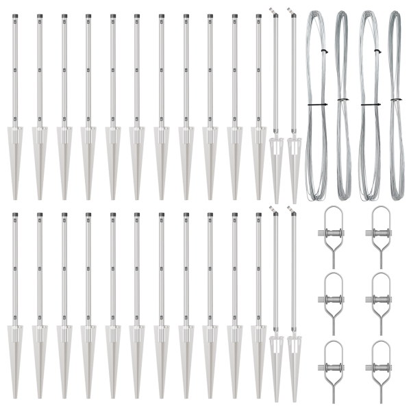 Postes de Cerca  com Ponta 26 pcs Ø32 mm 120 cm Aço Galvanizado M 4