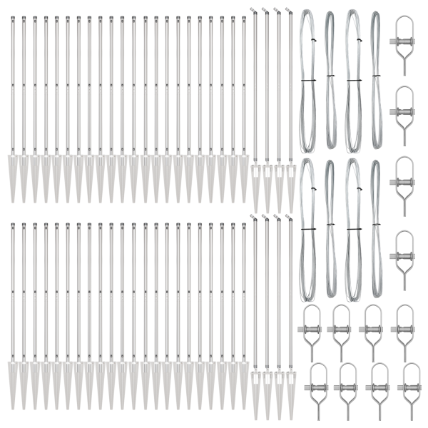 Poste de Cerca con Punta 52 pcs Ø32 mm 140 cm Acero Galvanizado M 3