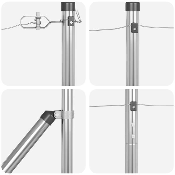 Postes de Cerca  com Ponta 52 pcs Ø32 mm 160 cm Aço Galvanizado M 5