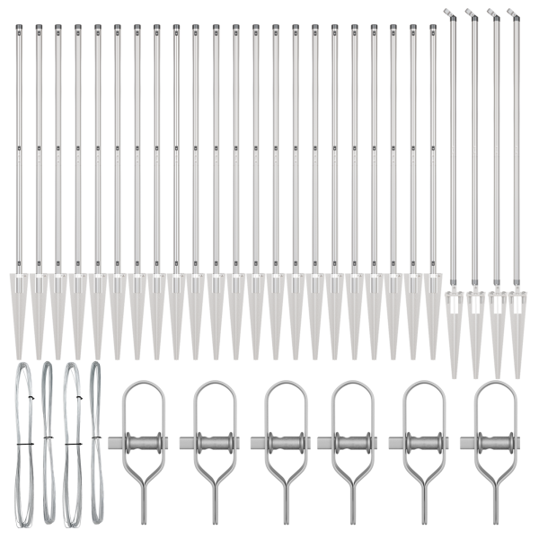 Postes de Cerca  con Punta 26 pcs Ø32 mm 170 cm Acero Galvanizado M 3