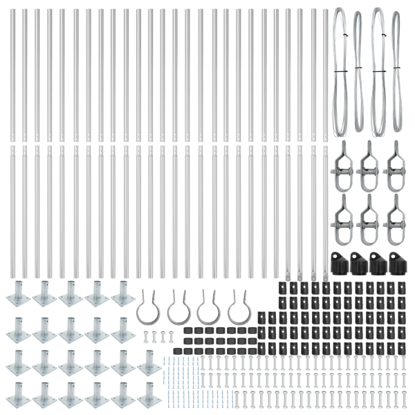 Postes de Cerca com Placas de Base 26 pcs Ø32mm 83.5cm Aço Galvanizado M 4