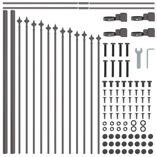 VidaXL Cerca de Jardín con Parte Superior en Arco Gris 5.1x0.75 m Acero M 5