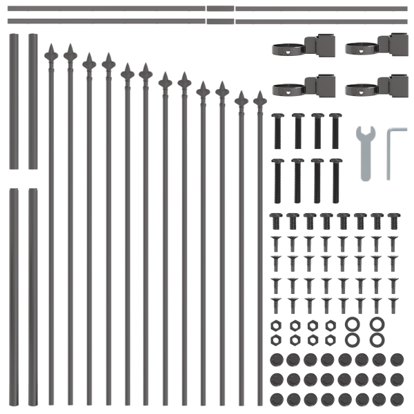 VidaXL Cerca de Jardín con Parte Superior en Arco Gris 11.9x1 m de Acero M 5