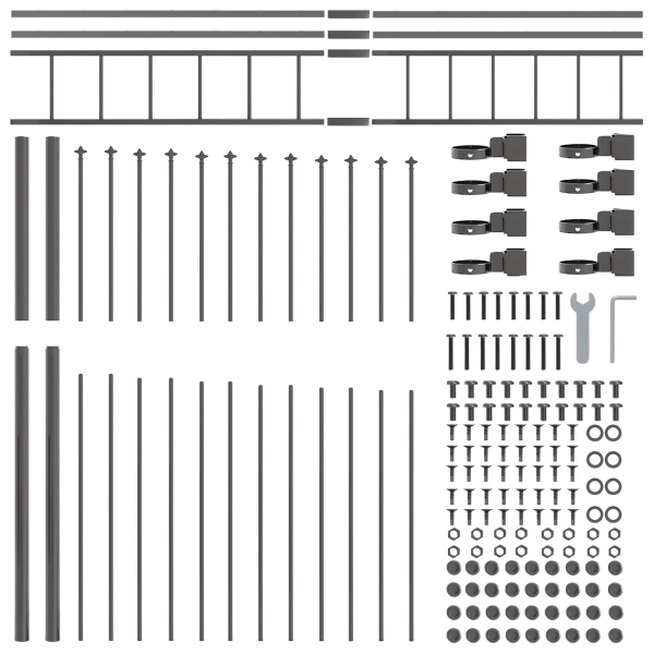 Barrera de Jardín  con Parte Superior en Bucle Gris 13.6x2 m de Acero M 5