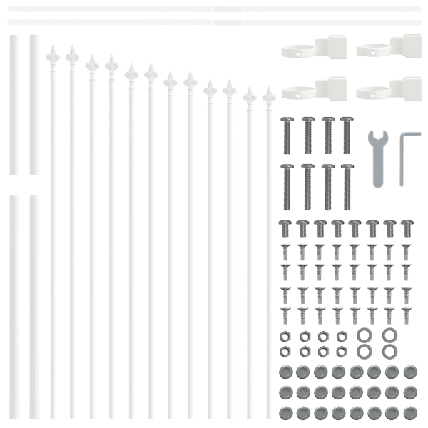 Valla de Jardín  Blanca con Parte Superior en Arco 8.5x1 m de Acero M 5