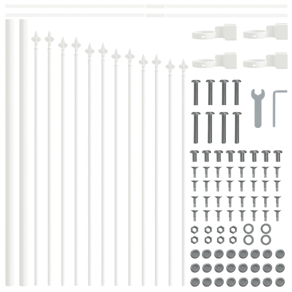 Cerca de Jardim com Topo Curvo Branca 10.2x0.75 m em Aço M 5
