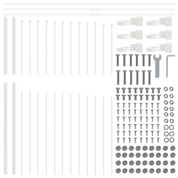 Valla de jardín  blanca con arco. 10.2x1.75 m de acero M 5