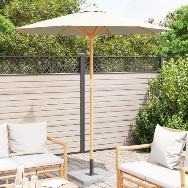 Parasol de Jardim Creme Branco 217x230 cm Bambu M 3