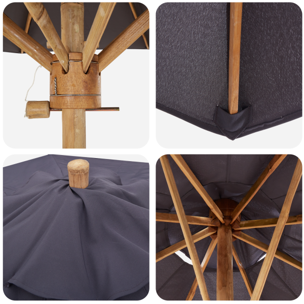 Parasol de Jardim Cinza Escuro 240x260 cm Bambu M 5