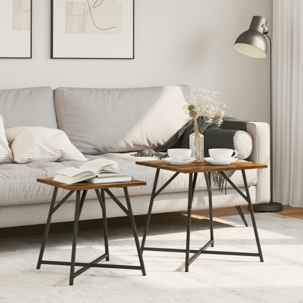 Mesas Auxiliares  Roble Ahumado Madera de Roble Maciza Mediana D