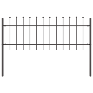 Cerca de Jardim com Topo de Lança Cinza 1.7 x 0.6 m de Aço H