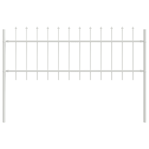 Valla del Jardín con Punta de Lanza Blanca 1.7x0.6 m de Acero H