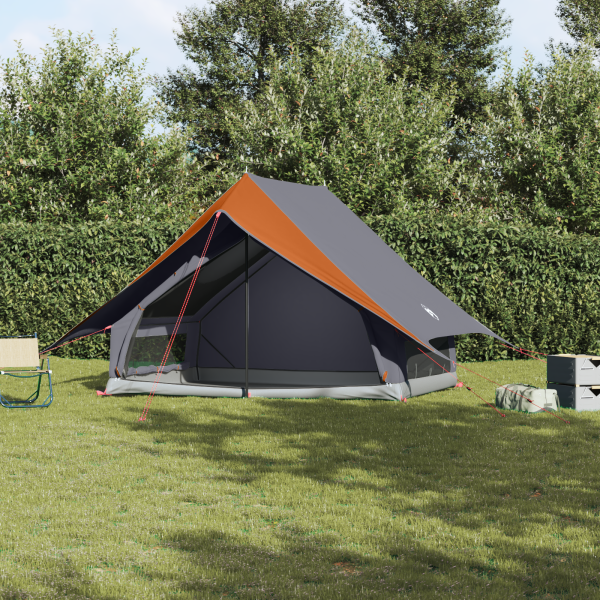 Tienda de Camping A-Frame para 5 Personas Gris y Naranja Impermeable D