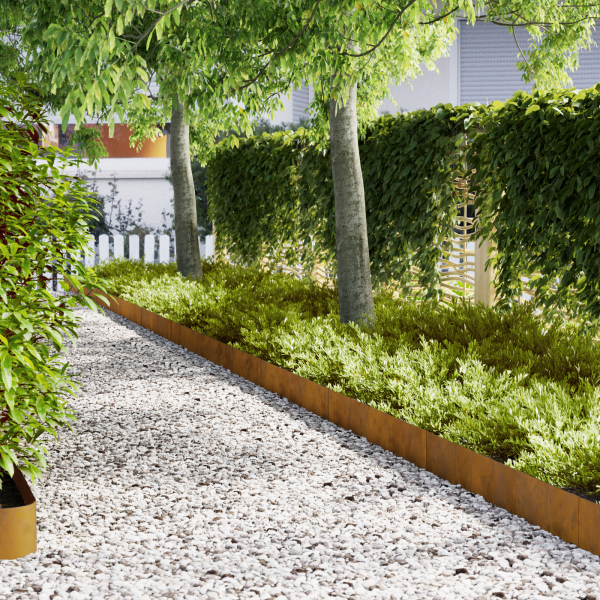 Bordes de Césped  20 pcs 100x0.5x20 cm Acero envejecido D