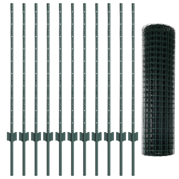 Set de Cerca de Jardín  Pack de 2 Verde Acero 25 x 1 m Durable M 4